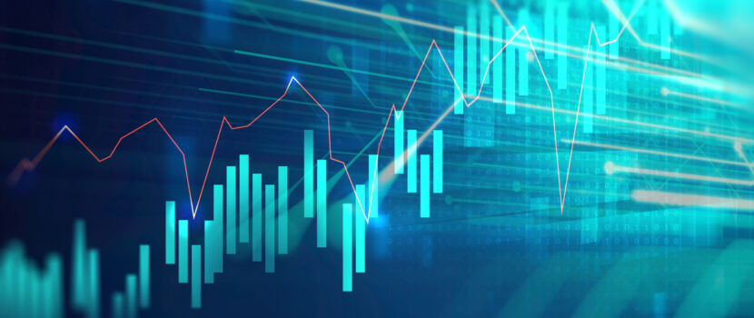 Financial stock market graph on an abstract background.