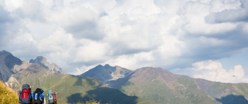 A group of people hiking.