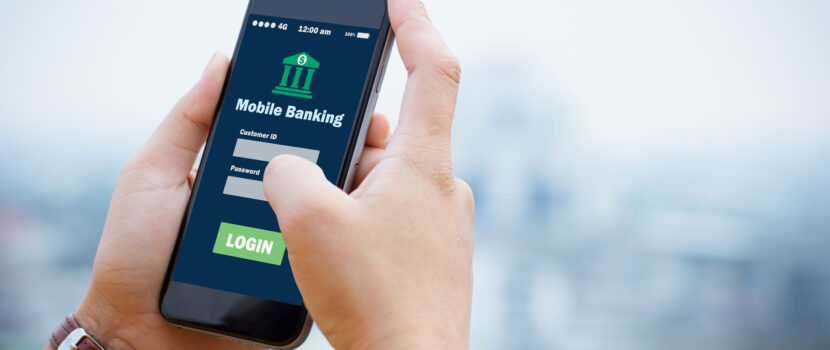 Someone using a mobile banking app.